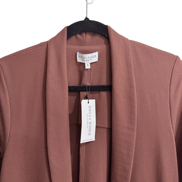 Ripley Rader Size XS Chocolate Brown Ponte Knit Smoking Jacket Tailored Capsule - Picture 7 of 11